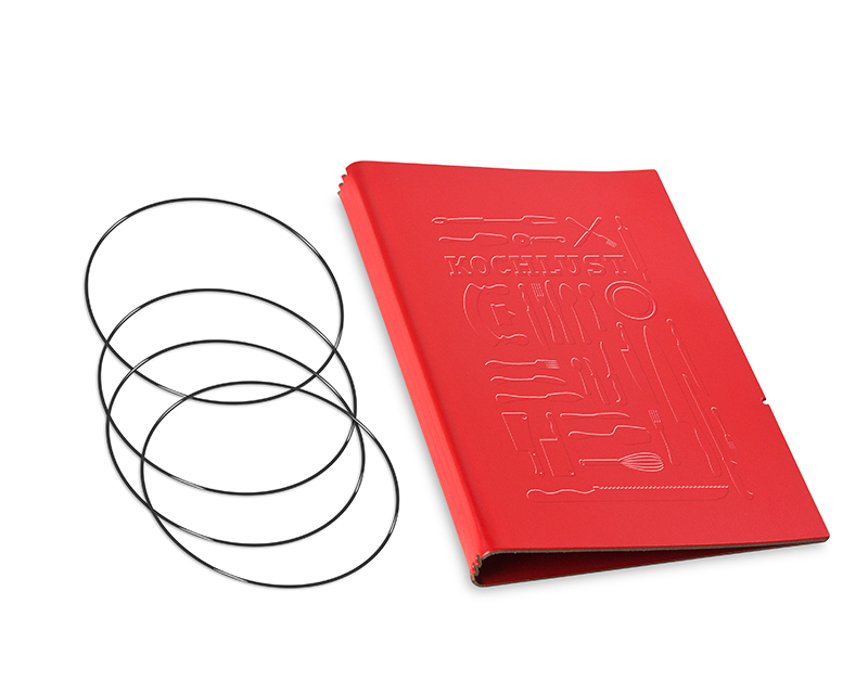 A5 3er cookbook cover Lefa red, for 3 inlays (L160)