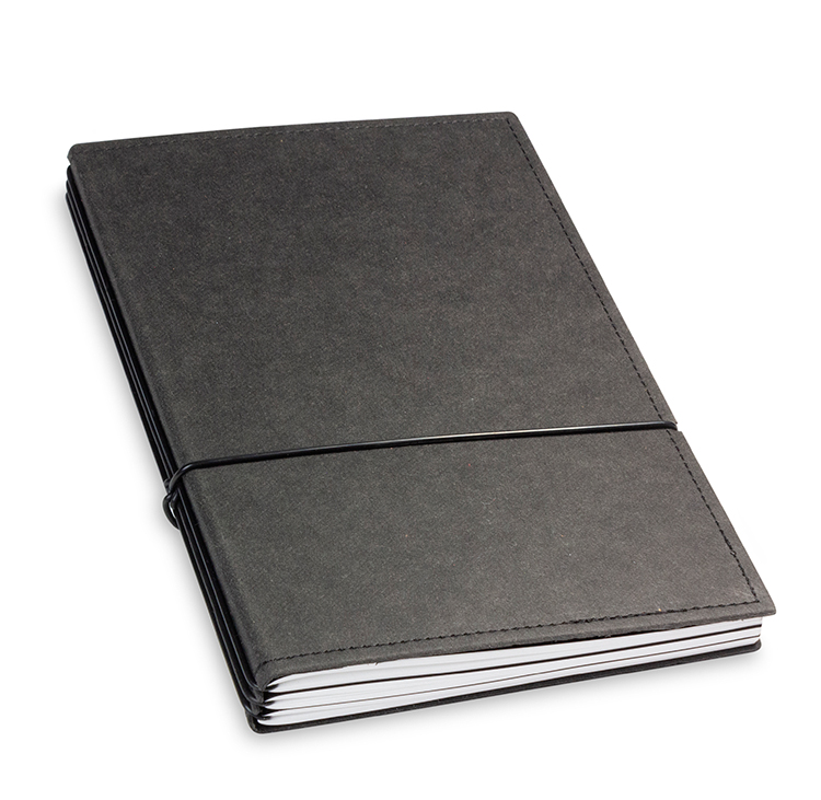 A5 3er notebook texon black, 3 inlays (L210)