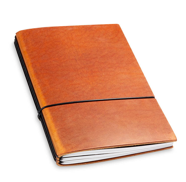 A5 3er notebook nature leather brandy, 3 inlays (L50)