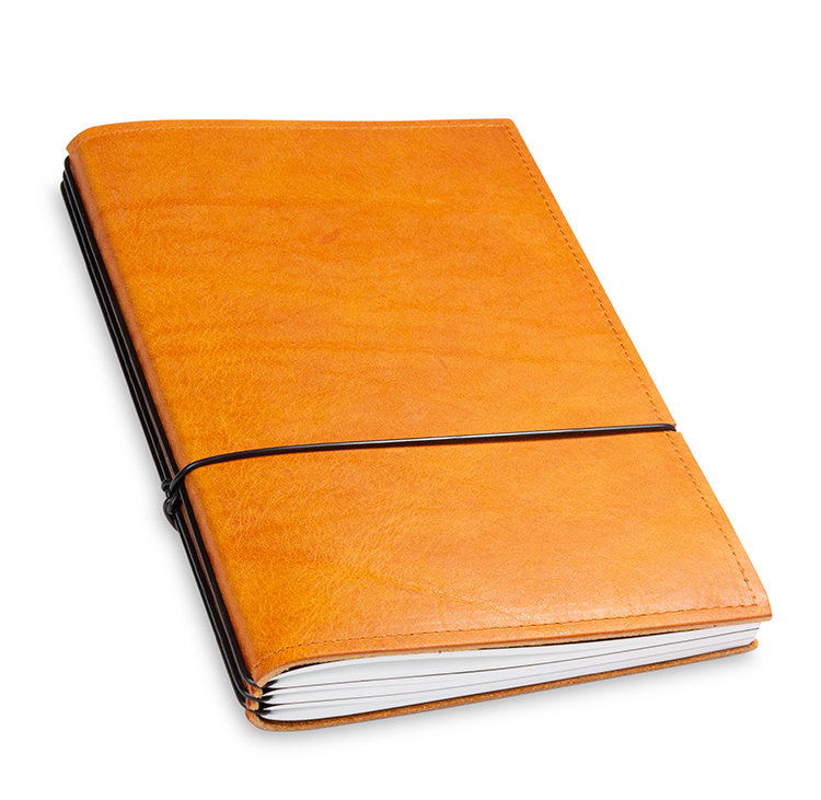 A5 3er notebook nature leather cognac, 3 inlays (L10)