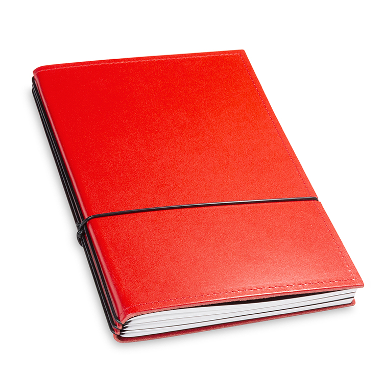 A5 3er notebook smooth leather red, 3 inlays (L90)