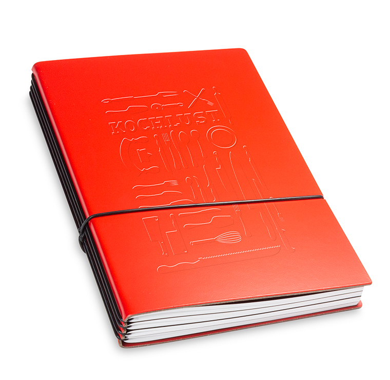 A5 4er cookbook Lefa red, 4 inlays (L160)