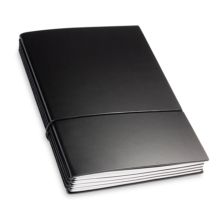 A5 4er notebook Lefa black, 4 inlays (L170)