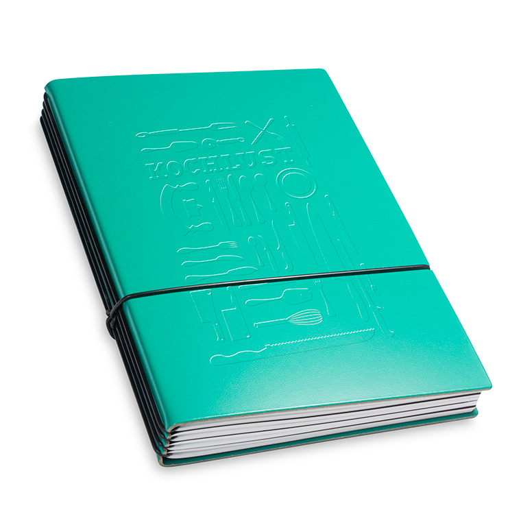 A5 4er cookbook Lefa turquoise green, 4 inlays