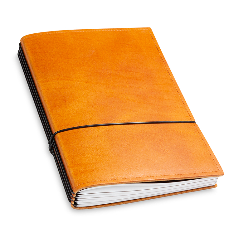 A5 4er notebook nature leather cognac, 4 inlays (L10)