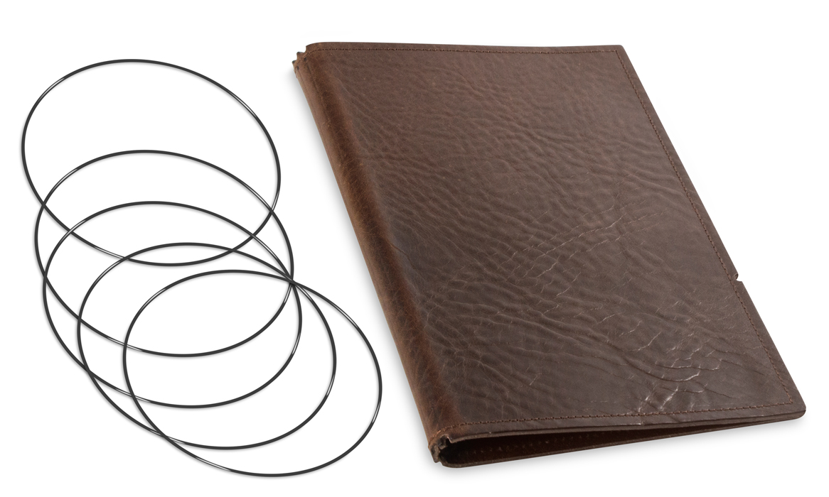 A5 Cover for 4 inlays, leather nature chestnut incl. ElastiXs (L30)