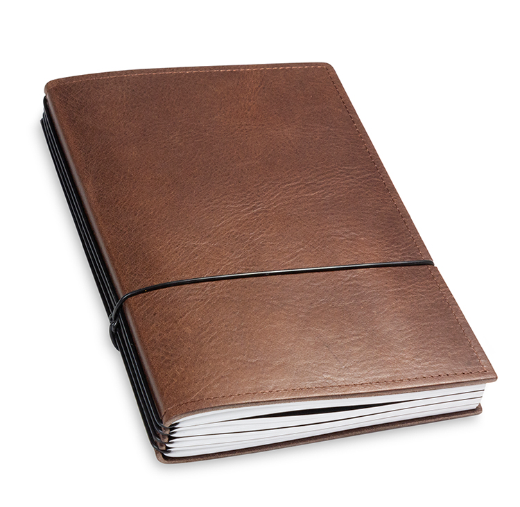 A5 4er notebook nature leather chestnut, 4 inlays (L30)