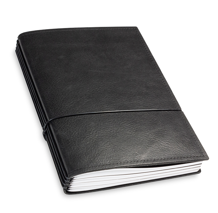 A5 4er notebook leather nature with weekly calendar 2024, black