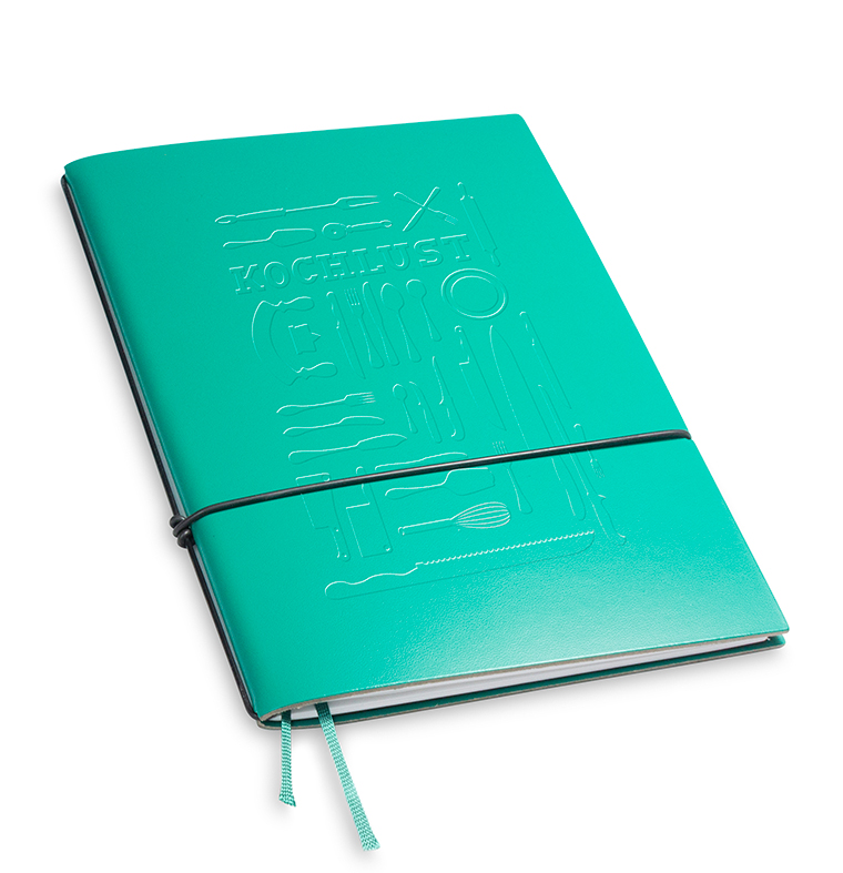 A5 1er cookbook Lefa turquoise green, 1 inlay