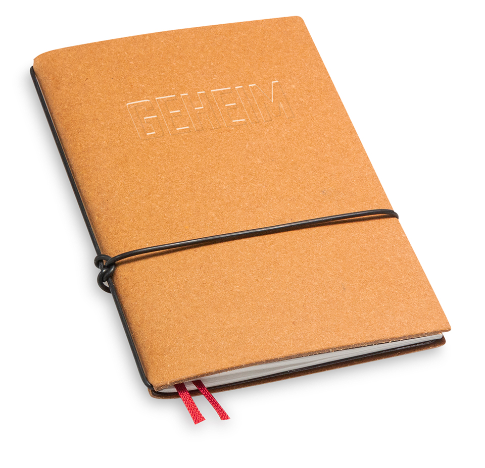 "GEHEIM" A6 1er notebook Lefa nature with branding (L190)