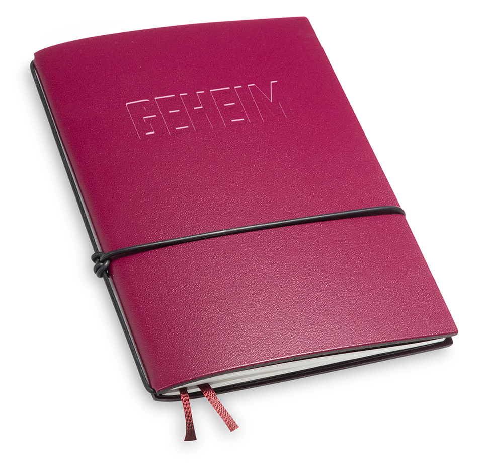 "GEHEIM" A6 1er notebook Lefa purple with branding (L270)