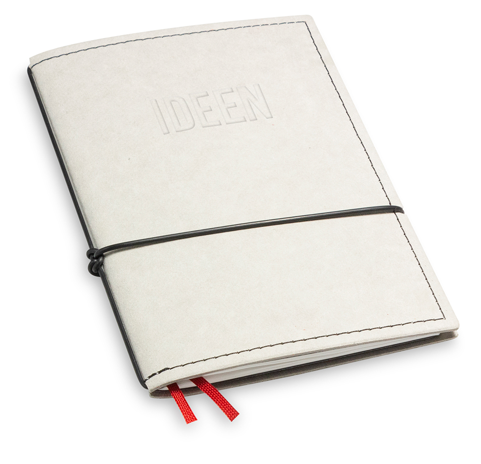"IDEEN" A6 1er notebook Texon stone with branding (L200)