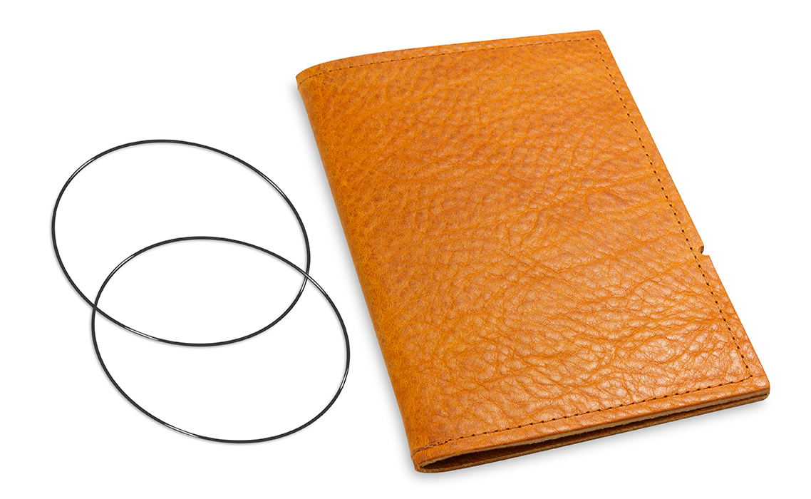 A6 Cover for 1 inlay, leather nature cognac incl. ElastiXs (L10)