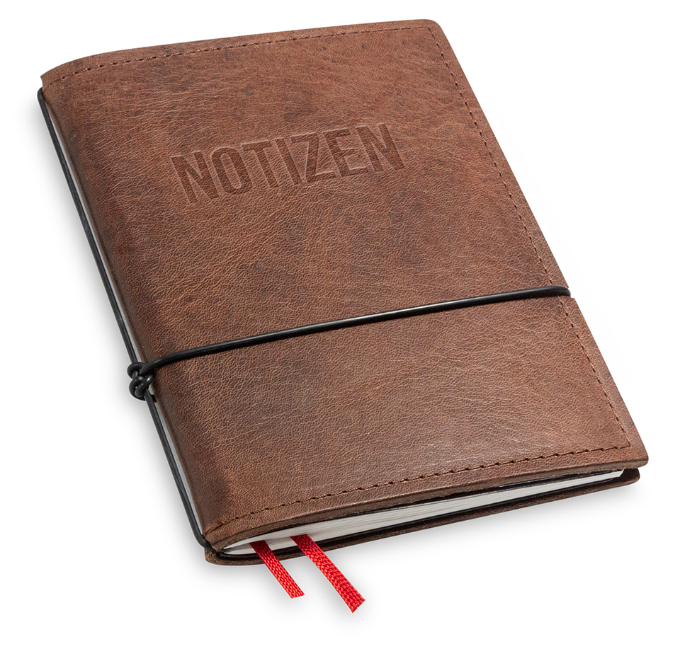 "NOTIZEN" A6 1er leather nature chestnut, 1 inlay (L30)