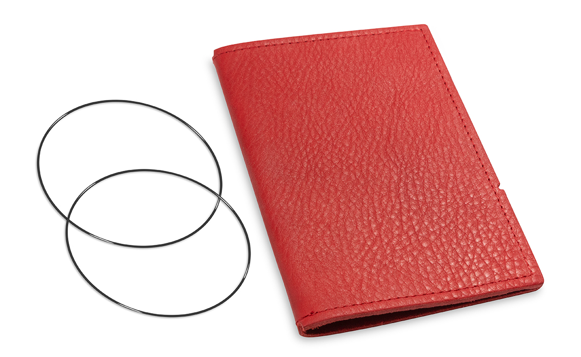A6 Cover for 1 inlay, leather nature red incl. ElastiXs (L20)