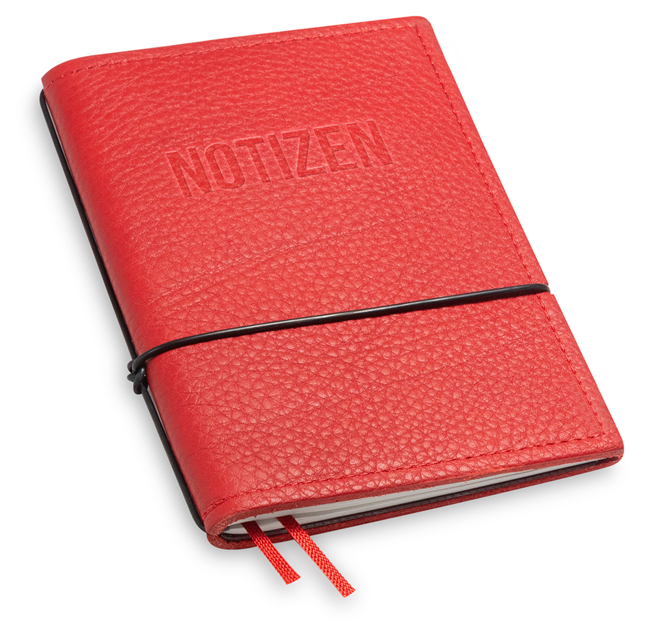 "NOTIZEN" A6 1er leather nature red, 1 inlay (L20)
