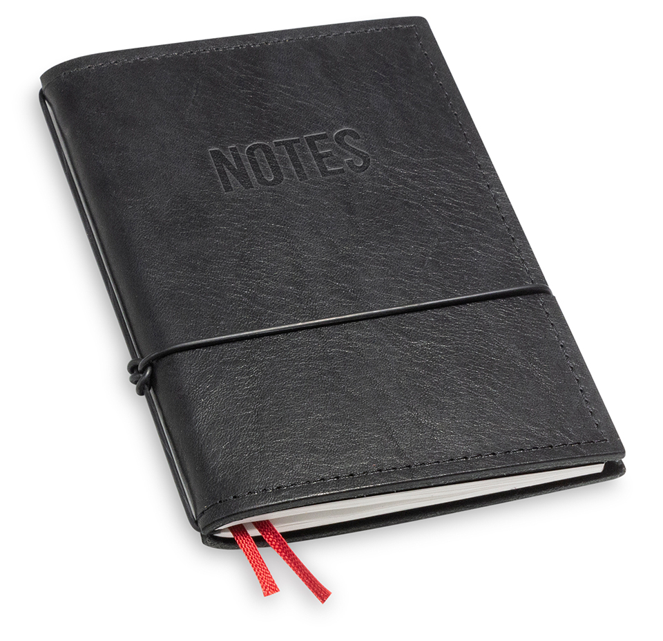 "NOTES" A6 1er leather nature black, 1 inlay (L40)