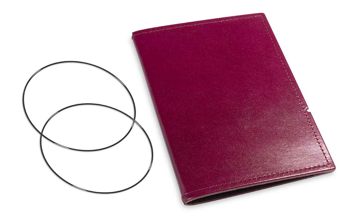 A6 Cover for 1 inlay, leather smooth purple incl. ElastiXs (L110)