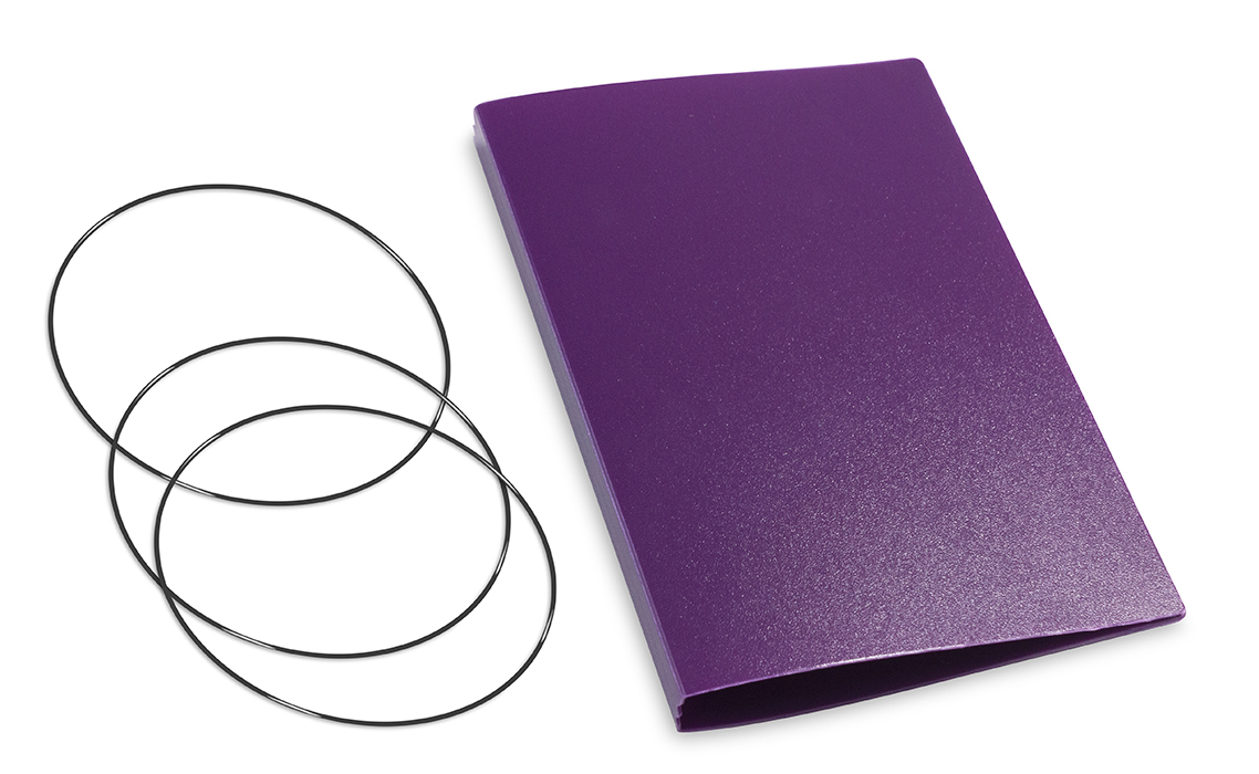 A6 Cover for 2 inlays, HardSkin purple incl. ElastiXs