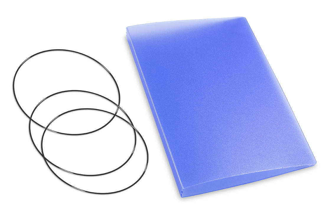 A6 Couverture pour 2 carnets, HardSkin blau clair, ElastiXs inclus