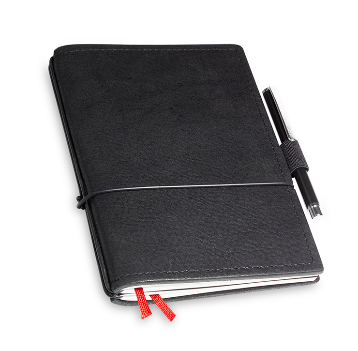 A6 2er notebook nature leather black in the BOX (L40)