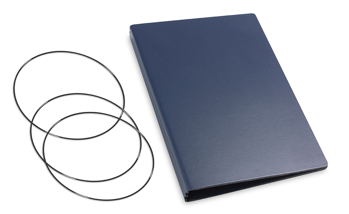 A6 Cover for 2 inlays, Lefa jeans blue incl. ElastiXs (L290)