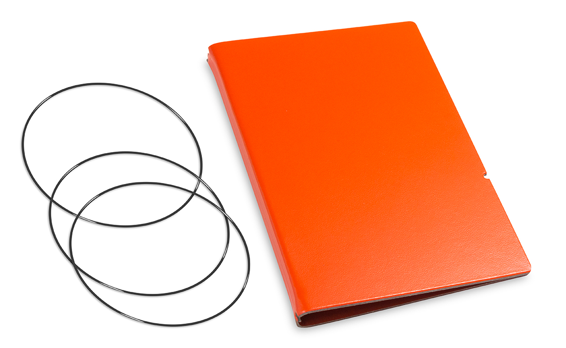A6 Cover for 2 inlays, Lefa orange incl. ElastiXs (L250)