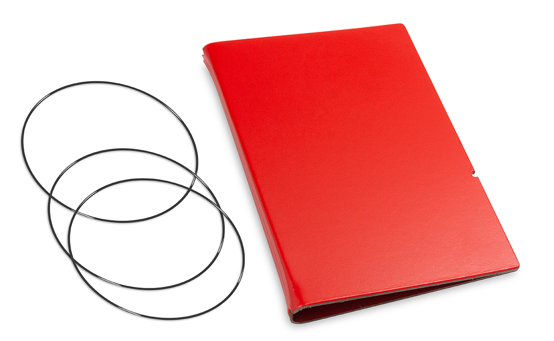 A6 Cover for 2 inlays, Lefa red incl. ElastiXs (L160)