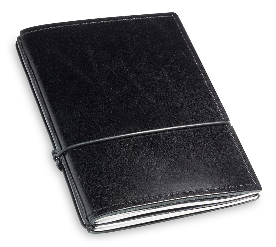 A6 2er notebook smooth leather black, 2 inlays (L140)