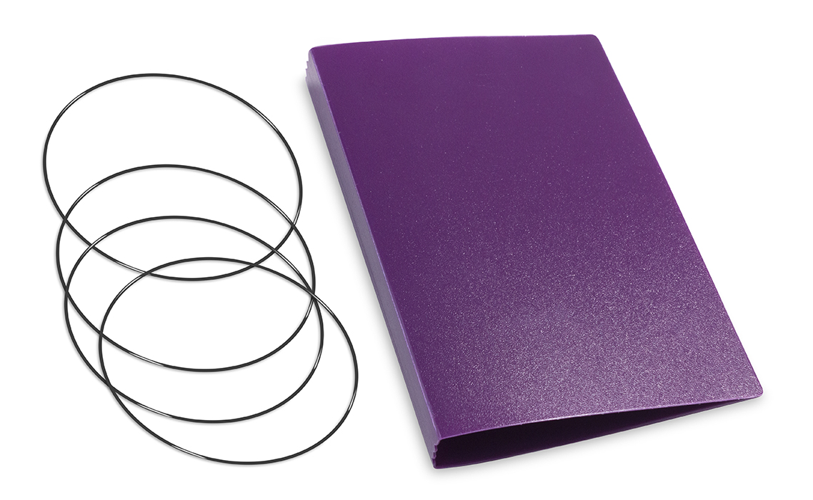 A6 Couverture pour 3 carnets, HardSkin violet foncé, ElastiXs inclus