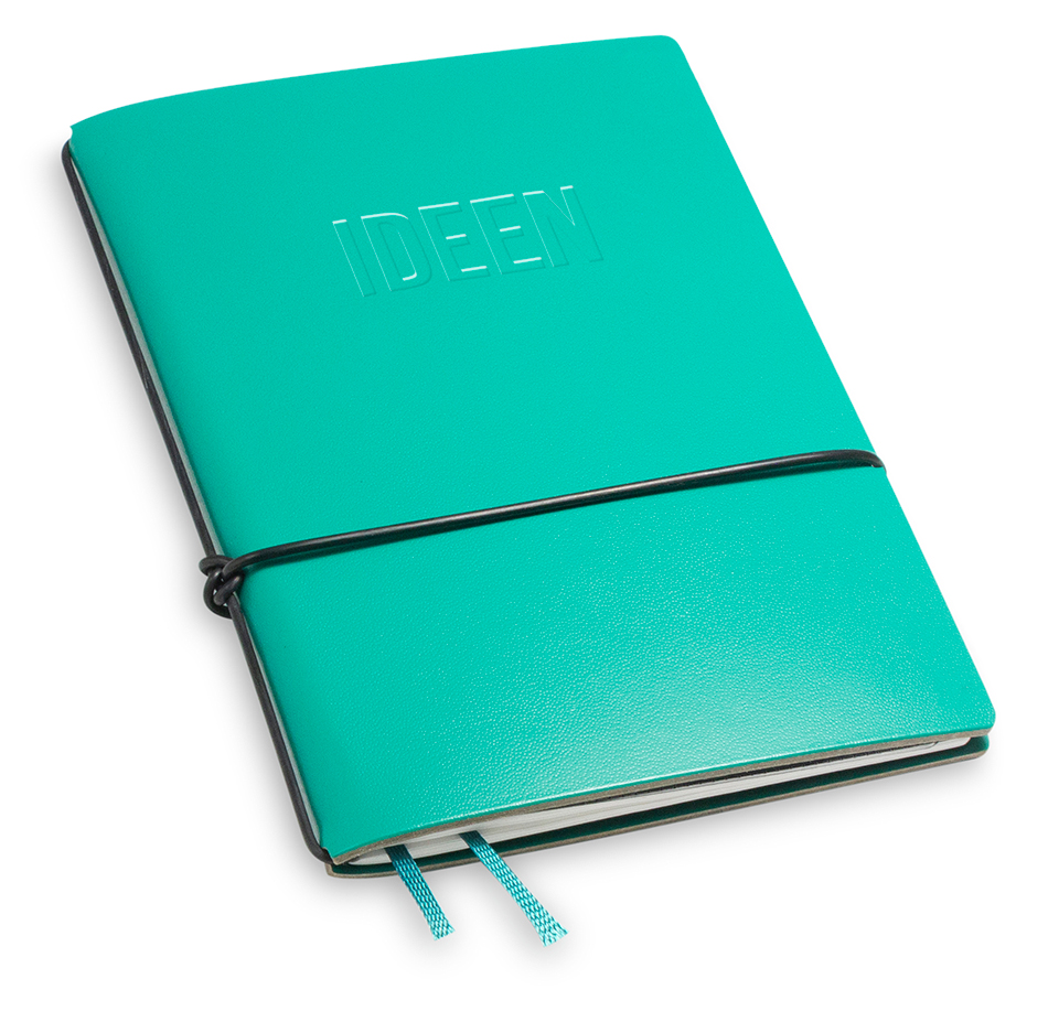 "IDEEN" A6 1er notebook Lefa turquoise with branding (L175)