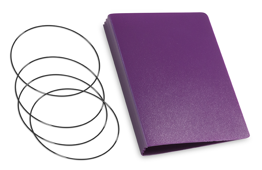A7 Couverture pour 3 carnets, HardSkin violet, ElastiXs inclus
