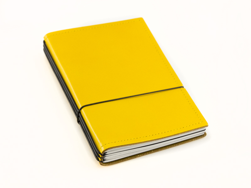 A6 3er cuir lisse jaune avec 3 carnets de notes (L70)
