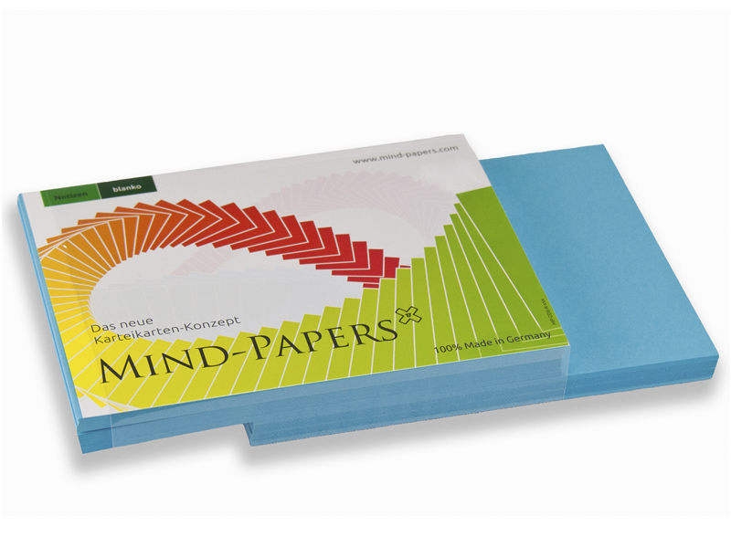 DIN A5 Mind-Papers Nachfüllpack, 100 Karteikarten, Farbe: blau