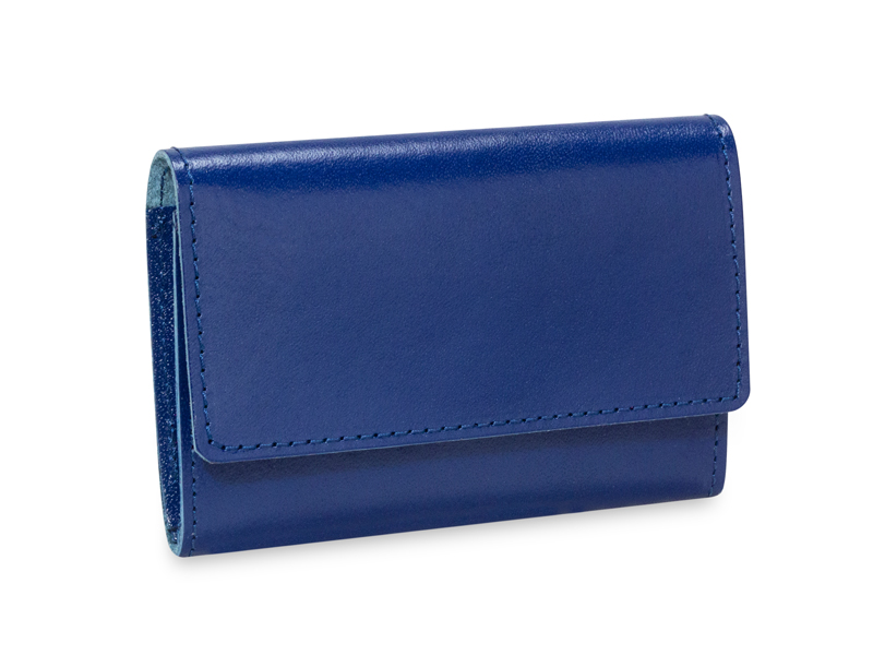 Card Holder smooth leather blue (L130)