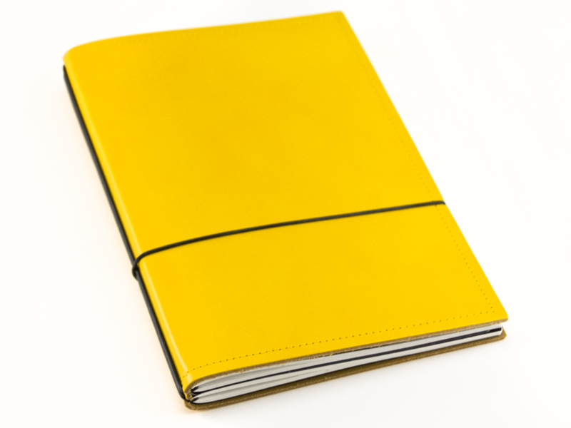 A5 2er Notizbuch Leder glatt gelb, Notizenmix