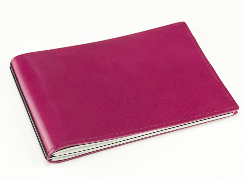 A5+ Landscape 2er notebook smooth leather magenta, 3 inlays (L120)
