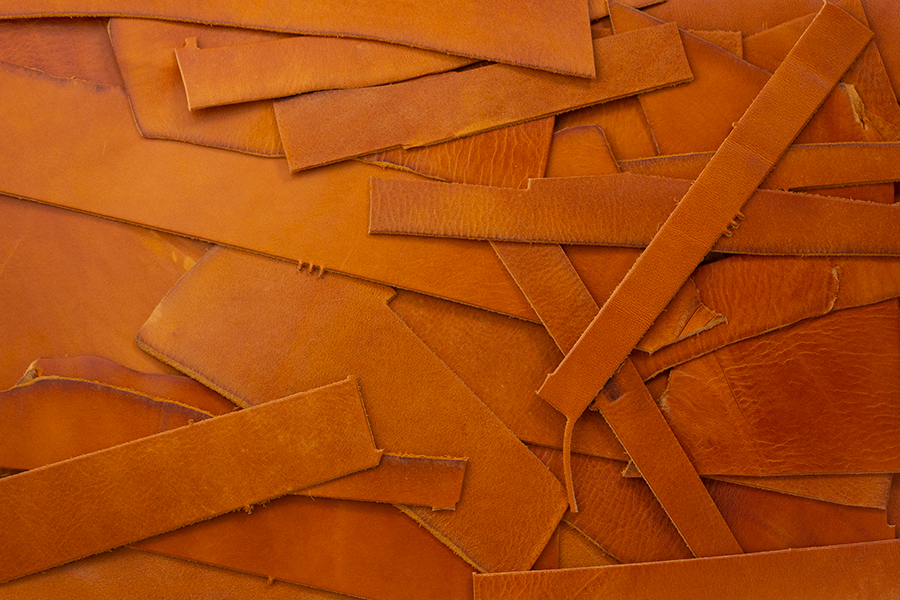Leather scraps - vegetable tanned cognac