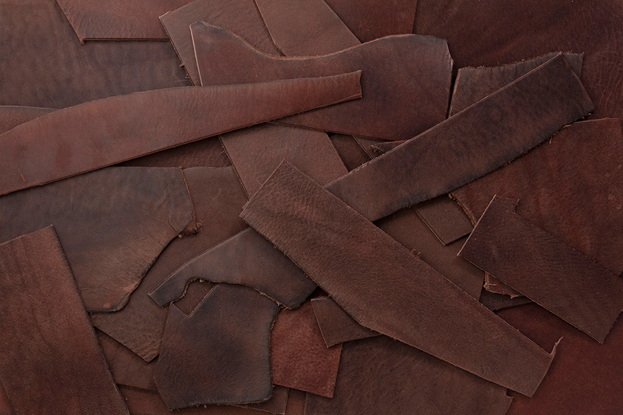 Leather scraps - vegetable tanned chestnut