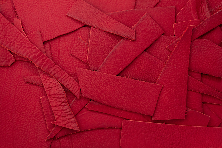 Leather scraps - vegetable tanned red