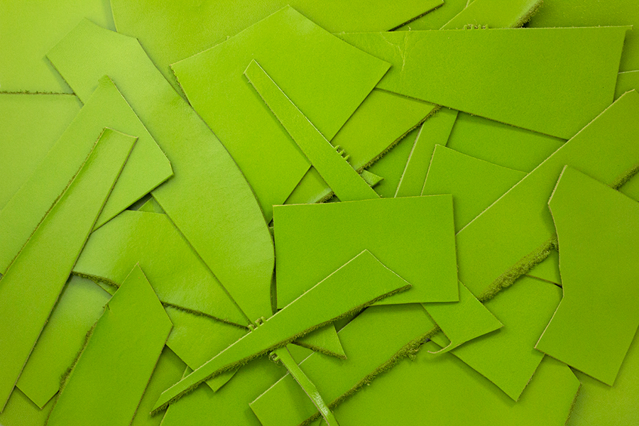 Leather scraps - smooth leather satin-gloss green