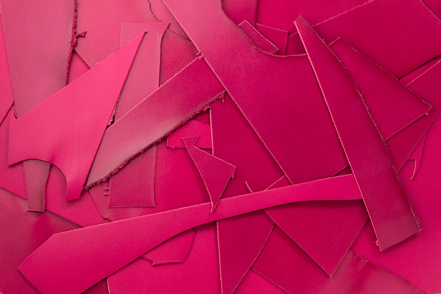 Leather scraps - smooth leather satin-gloss magenta