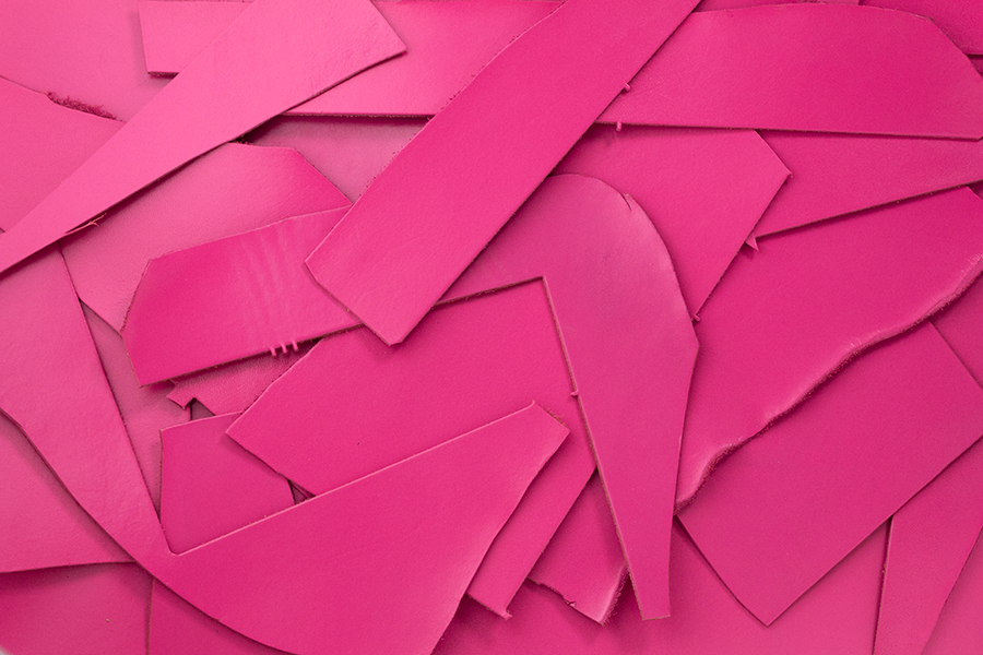 Leather scraps - smooth leather satin-gloss pink