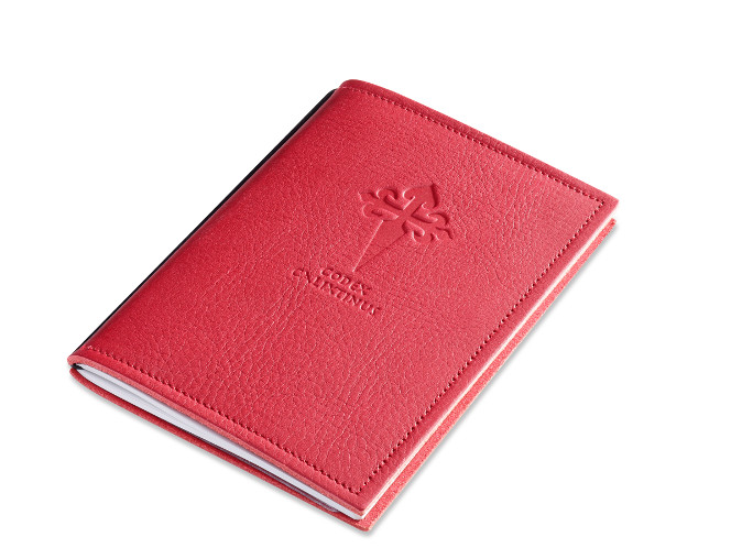 A6 1er cuir foulonné "journal du pèlerin" avec 1 carnet de notes, rouge (L20)