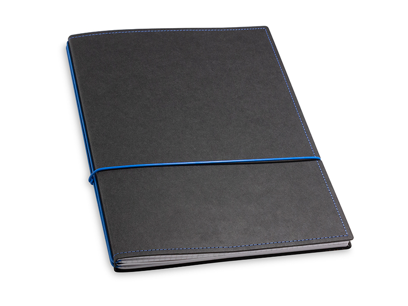 A4+ 2er Texon noir / bleu avec deux carnets de notes et une double pochette (L210)