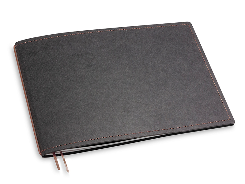A5+ Landscape 1er notebook Texon black / brown, 1 inlay (L210)