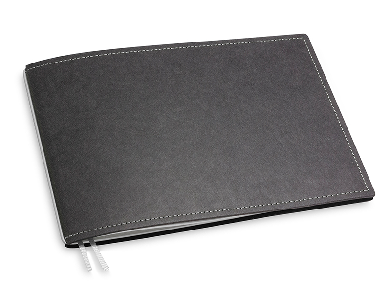 A5+ Landscape 1er notebook Texon black / grey, 1 inlay (L210)