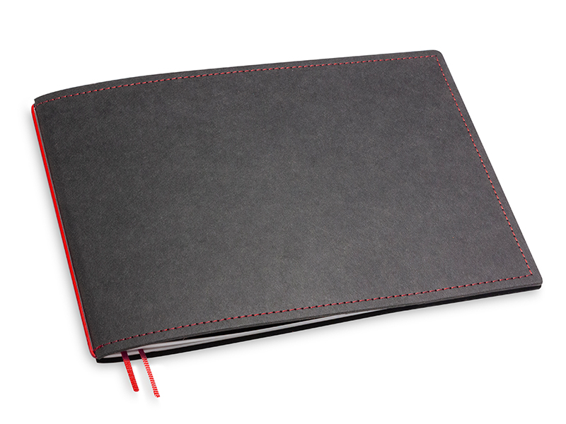 A5+ Landscape 1er notebook Texon black / red, 1 inlay (L210)