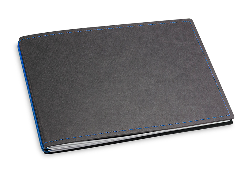 A5+ Landscape 2er notebook Texon black / blue, 2 inlays (L210)