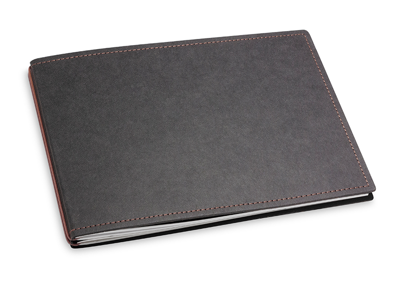 A5+ Landscape 2er notebook Texon black / brown, 2 inlays (L210)